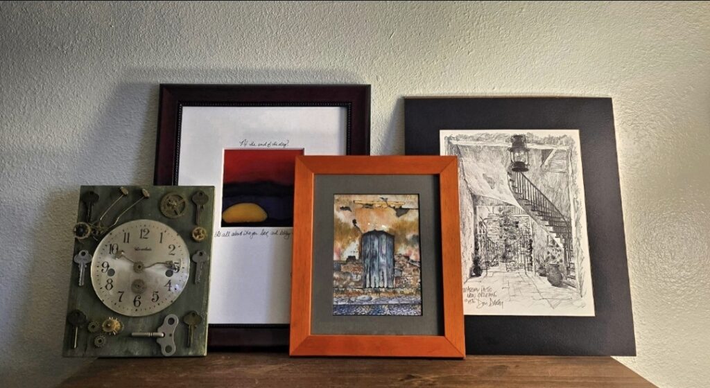Affordable art finds from estate sales including original framed artwork, sketches, and vintage decor.